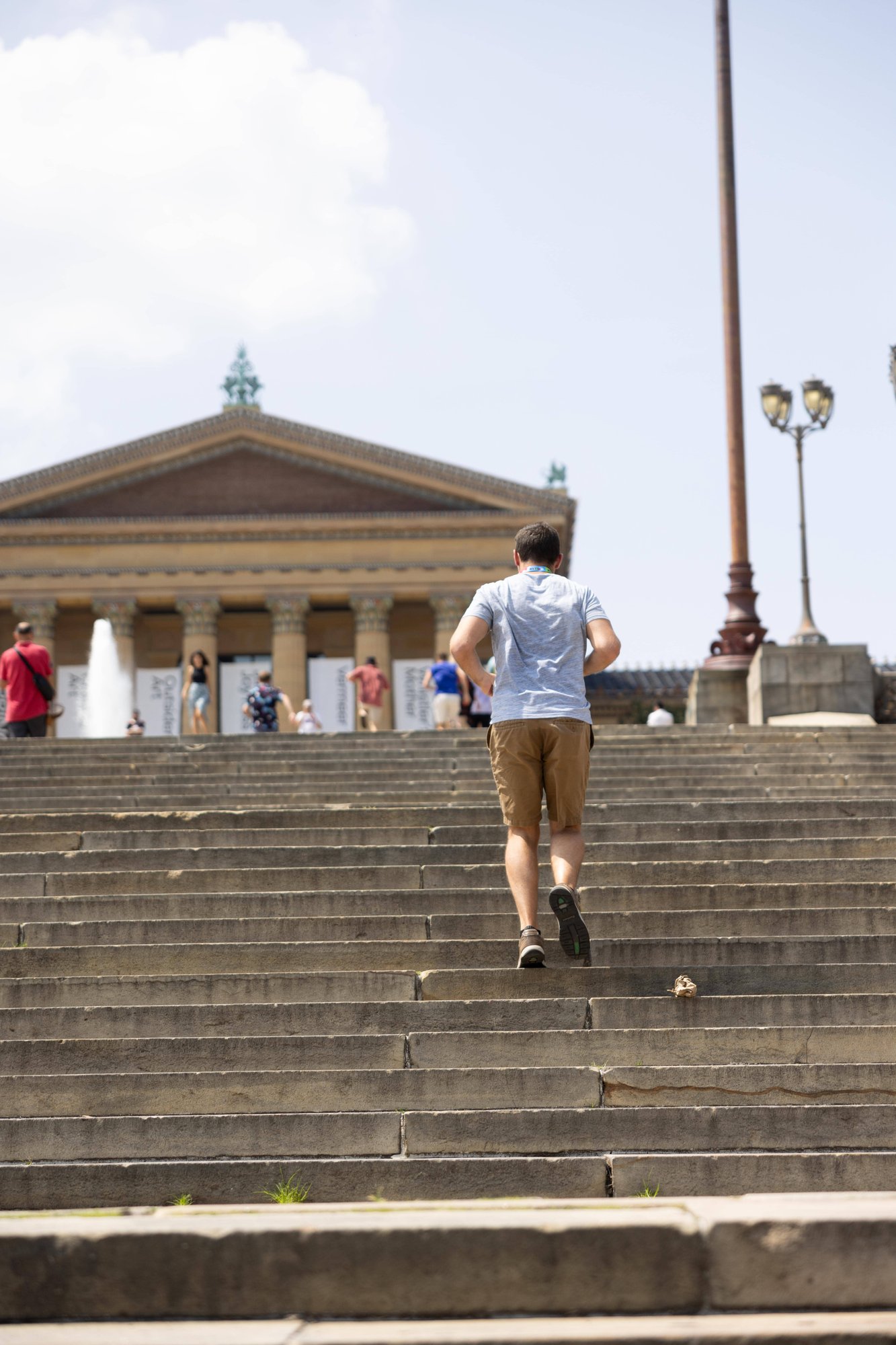 Dom Visco (Suitable) channeling his inner Rocky Balboa and running to the top of the Art Museum steps!